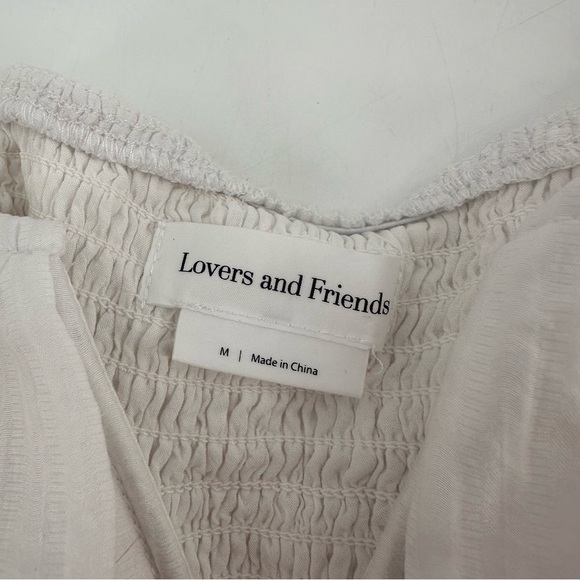 Lovers + Friends Fatima Ruffle White V Cut Crop Top Medium - Picture 3 of 5